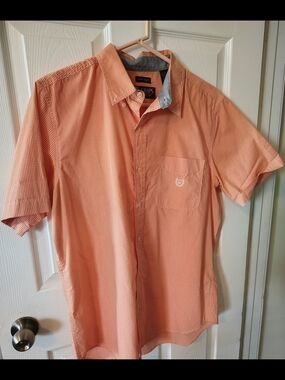 Chaps Orange Gingham Short-Sleeve Button-Down Shirt